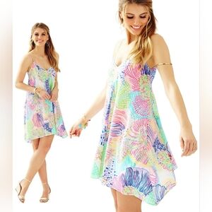 EUC- Clara Asymmetric Shark-bite Hem Silk Slip Dress XL 👗